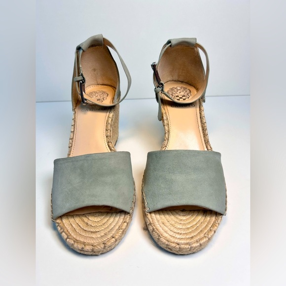Vince Camutto Leera Espadrille Wedge Leather Light Sage Green Ankle Strap Size 8 - Picture 2 of 5